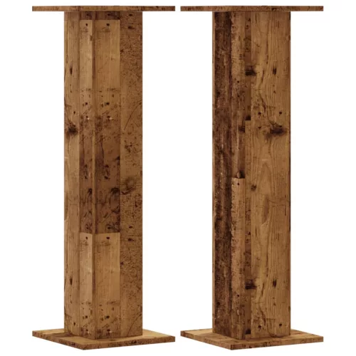 2 db antik fa színű szerelt fa hangszóróállvány 30 x 30 x 95 cm