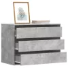 Betonszürke szerelt fa fiókos sarokszekrény 80 x 41 x 58 cm