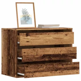   Antik fa színű szerelt fa fiókos sarokszekrény 80 x 41 x 58 cm