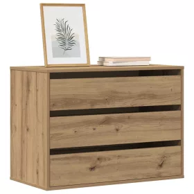   Kézműves tölgy szerelt fa fiókos sarokszekrény 80 x 41 x 58 cm