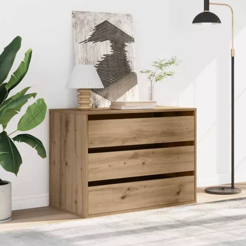 Kézműves tölgy szerelt fa fiókos sarokszekrény 80 x 41 x 58 cm