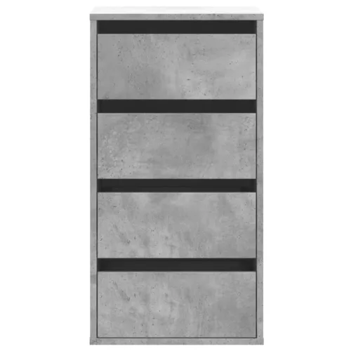 Betonszürke szerelt fa fiókos sarokszekrény 40 x 41 x 76 cm