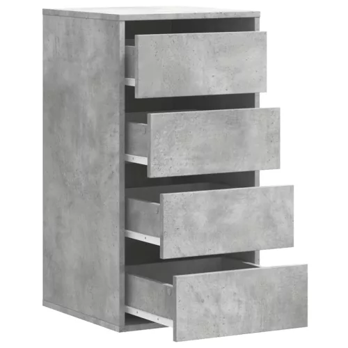 Betonszürke szerelt fa fiókos sarokszekrény 40 x 41 x 76 cm