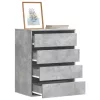 Betonszürke szerelt fa fiókos sarokszekrény 60 x 41 x 76 cm
