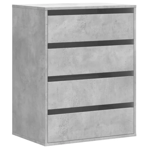 Betonszürke szerelt fa fiókos sarokszekrény 60 x 41 x 76 cm