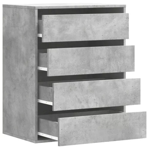 Betonszürke szerelt fa fiókos sarokszekrény 60 x 41 x 76 cm