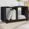 Fekete szerelt fa görgős szekrény 72 x 33 x 42,5 cm
