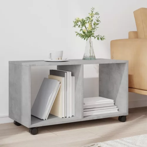 Betonszürke szerelt fa görgős szekrény 72 x 33 x 42,5 cm