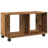 Antik fa színű szerelt fa görgős szekrény 72 x 33 x 42,5 cm