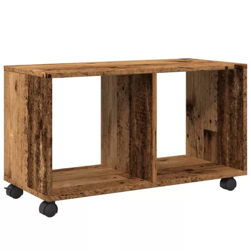 Antik fa színű szerelt fa görgős szekrény 72 x 33 x 42,5 cm