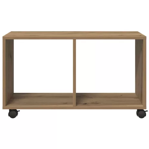 Kézműves tölgy színű szerelt fa görgős szekrény 72x33x42,5 cm