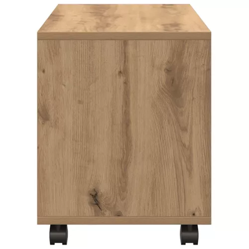 Kézműves tölgy színű szerelt fa görgős szekrény 72x33x42,5 cm
