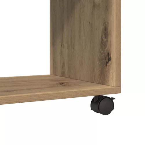 Kézműves tölgy színű szerelt fa görgős szekrény 72x33x42,5 cm