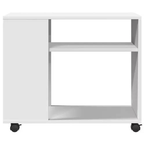 Fehér szerelt fa kisasztal kerekekkel 70 x 35 x 60 cm
