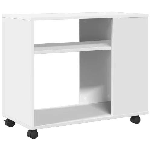 Fehér szerelt fa kisasztal kerekekkel 70 x 35 x 60 cm