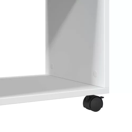 Fehér szerelt fa kisasztal kerekekkel 70 x 35 x 60 cm