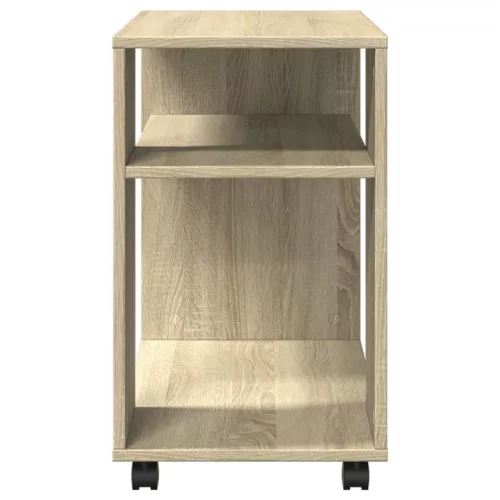 Sonoma tölgy színű szerelt fa kisasztal kerekekkel 70x35x60 cm