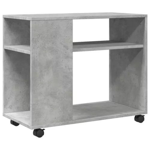 Betonszürke szerelt fa kisasztal kerekekkel 70 x 35 x 60 cm