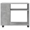 Betonszürke szerelt fa kisasztal kerekekkel 70 x 35 x 60 cm