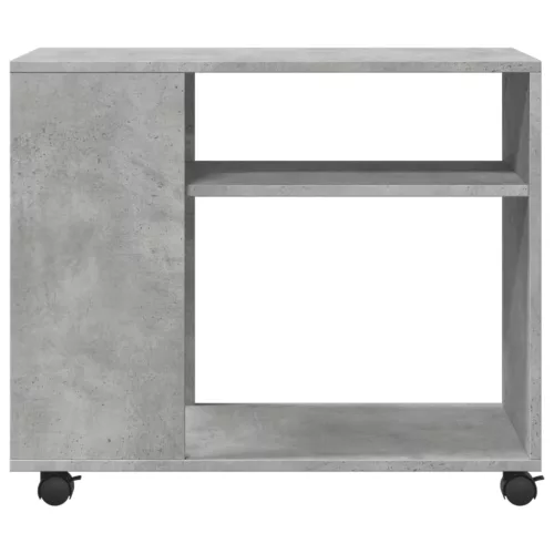 Betonszürke szerelt fa kisasztal kerekekkel 70 x 35 x 60 cm
