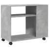Betonszürke szerelt fa kisasztal kerekekkel 70 x 35 x 60 cm
