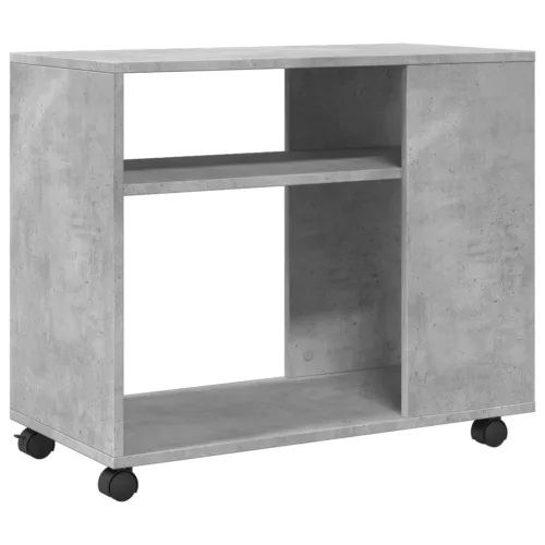 Betonszürke szerelt fa kisasztal kerekekkel 70 x 35 x 60 cm