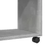 Betonszürke szerelt fa kisasztal kerekekkel 70 x 35 x 60 cm