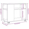 Betonszürke szerelt fa kisasztal kerekekkel 70 x 35 x 60 cm
