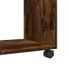 Füstös tölgy színű szerelt fa kisasztal kerekekkel 70x35x60 cm
