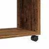 Antik fa színű szerelt fa kisasztal kerekekkel 70 x 35 x 60 cm