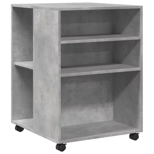 Betonszürke szerelt fa kisasztal kerekekkel 55 x 60 x 78 cm