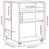 Betonszürke szerelt fa kisasztal kerekekkel 55 x 60 x 78 cm