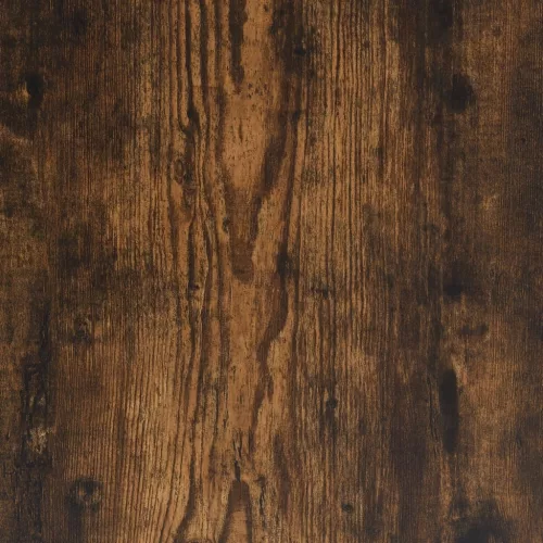 Füstös tölgy színű szerelt fa kisasztal kerekekkel 55x60x78 cm
