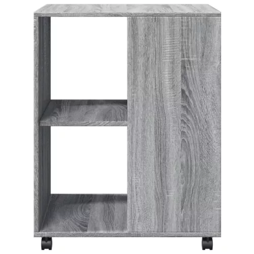 Szürke sonoma színű szerelt fa kisasztal kerekekkel 55x60x78 cm