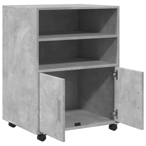 Betonszürke szerelt fa kerekes szekrény 60 x 48 x 81 cm
