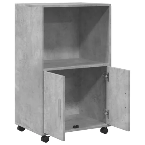 Betonszürke szerelt fa kerekes szekrény 55 x 40 x 91 cm
