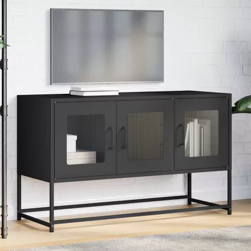 Fekete hidegen hengerelt acél TV-szekrény 100,5x39x60,5 cm
