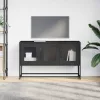 Fekete hidegen hengerelt acél TV-szekrény 100,5x39x60,5 cm
