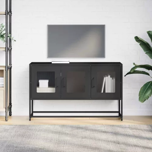 Fekete hidegen hengerelt acél TV-szekrény 100,5x39x60,5 cm