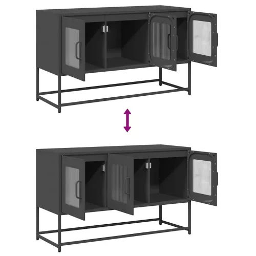 Fekete hidegen hengerelt acél TV-szekrény 100,5x39x60,5 cm