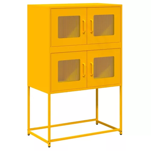 Highboard Mustársárga 68x39x107 cm Acél