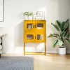Highboard Mustársárga 68x39x107 cm Acél