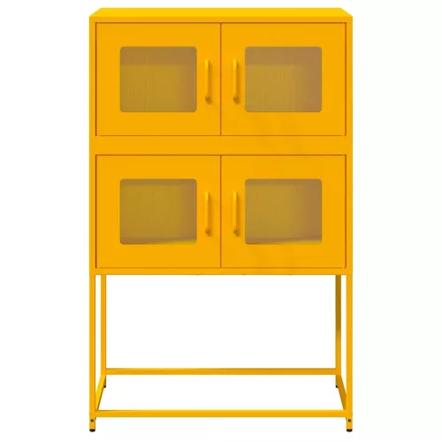 Highboard Mustársárga 68x39x107 cm Acél