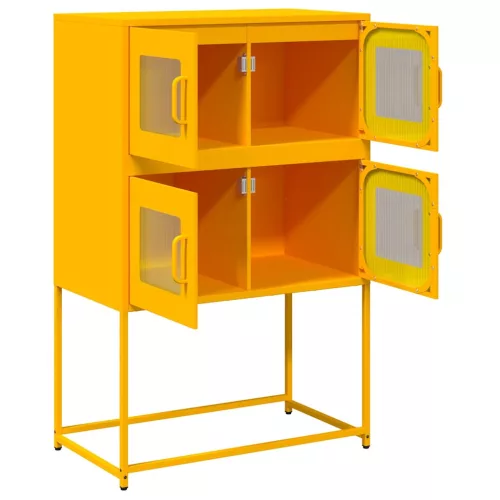 Highboard Mustársárga 68x39x107 cm Acél