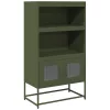 Highboard olívazöld 68x39x123 cm Acél