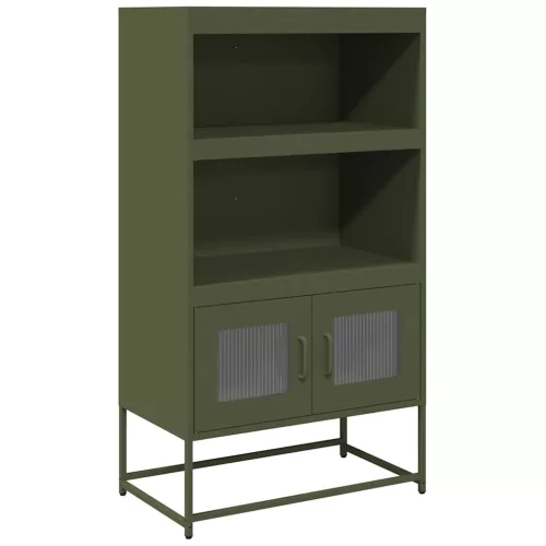 Highboard olívazöld 68x39x123 cm Acél