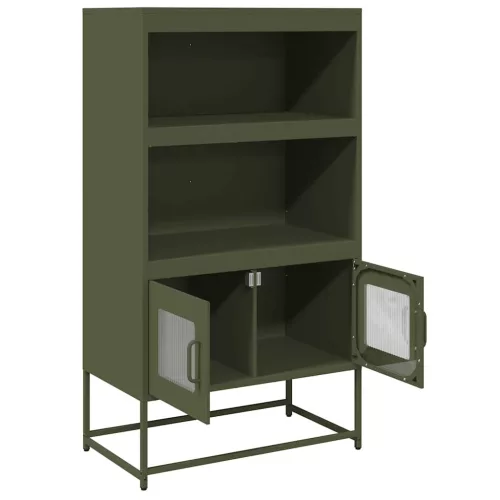 Highboard olívazöld 68x39x123 cm Acél