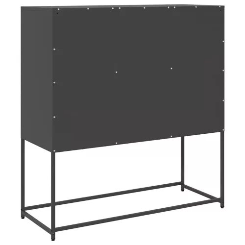 Fekete hidegen hengerelt acél tálalószekrény 100,5x39x107 cm