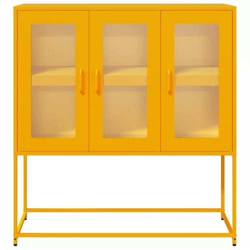 Mustársárga hideghengerelt acél tálalószekrény 100,5x39x107 cm