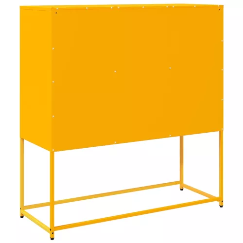 Mustársárga hideghengerelt acél tálalószekrény 100,5x39x107 cm